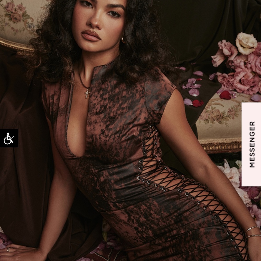 House of CB Daphne lace up mini dress NWT